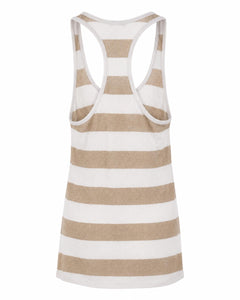 Body Central White & Metallic Gold Striped Racerback Tank Top Size Small - Sable & Red
