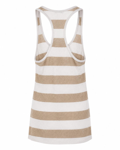 Body Central White & Metallic Gold Striped Racerback Tank Top Size Small - Sable & Red