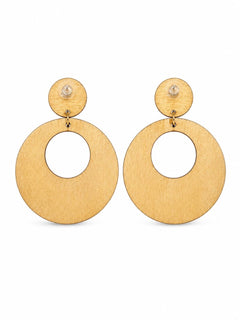 Boho Wooden Geometric Cutout Drop Earrings Tribal Print - Sable & Red