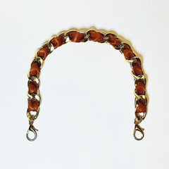 Brown Leather & Gold Chain Interchangeable Bag Strap - Sable & Red