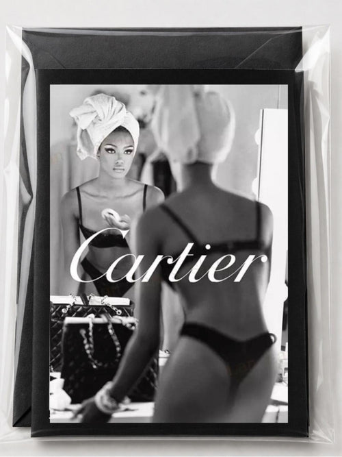 Cartier Graphic Print Black Greeting Card Set w/ Envelope | Blank Inside