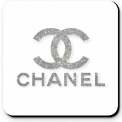 CHANEL Glitter Logo Coasters in Neutral Nude Tones - Set of 4 Glossy Coasters - Sable & Red