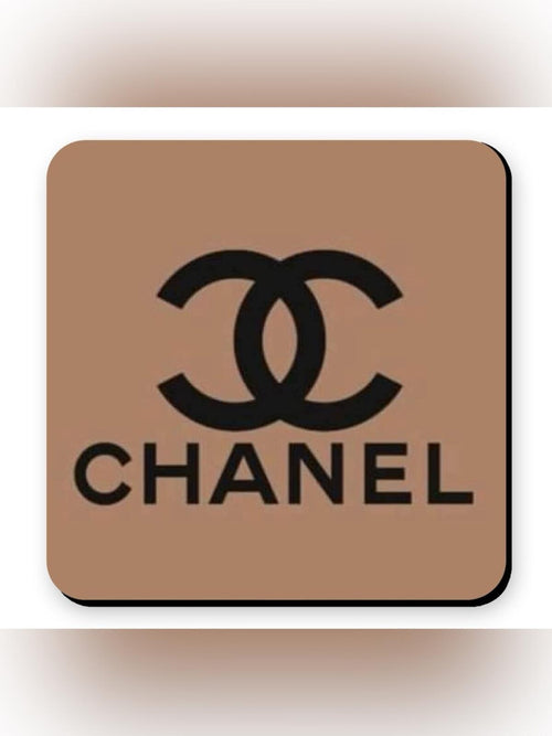 Chanel Logo Novelty Fashion Coaster Set - Set of 4 Glossy Coasters - Sable & Red