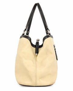 Coach Laura Leather Spectator Carryall Tote Ivory & Navy F14866 VINTAGE - Sable & Red