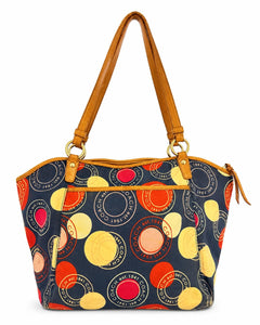 Coach Polka Dot Leah Tote Shoulder Bag Blue Multicolor F14667 - Sable & Red