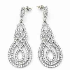 David Tutera Juliana Bridal Earrings in Silver with Pave Set Scroll Design - Sable & Red