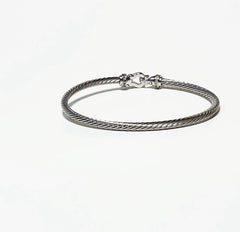 David Yurman Buckle Classic Cable Bracelet Sterling Silver with Diamonds, 3mm - Sable & Red