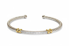 David Yurman Petite Helena Classic Cable Station Bracelet with Diamonds, 3mm - Sable & Red