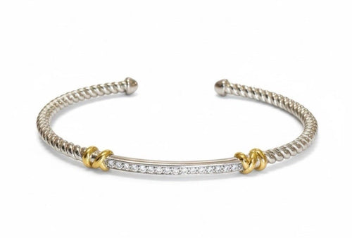 David Yurman Petite Helena Classic Cable Station Bracelet with Diamonds, 3mm - Sable & Red