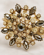 DeLizza & Elster (Juliana) Vintage 1960s Smokey Crystal Hinged Cuff Bracelet - Sable & Red