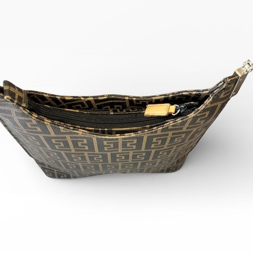 Designer Patterned Brown & Black Shoulder Bag - Sable & Red