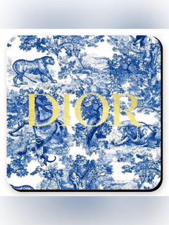 Dior Christian Dior CD Custom Coaster Set Blue & Gold - 4 Glossy Coasters - Sable & Red