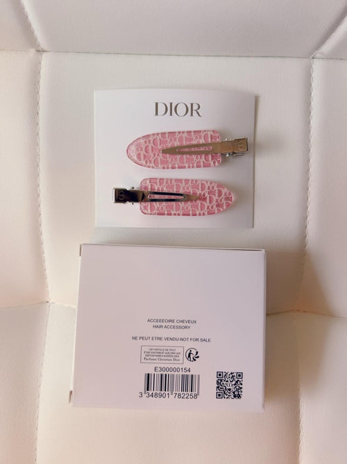 Dior Hair Clips Backstage Limited Edition Pink Logo Hair Clips - Sable & Red
