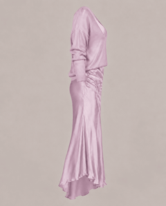 Dusty Orchid Pink Satiny Maxi Dress and Top Two-Piece Set - Sable & Red