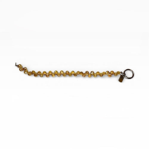 Beaded Cell Phone Charm Lanyard Wrist Strap Bracelet Gold