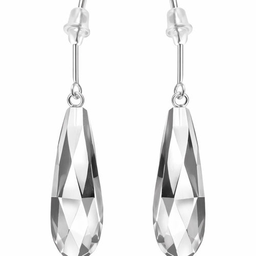 Sterling Silver Multicolor Teardrop Crystal Earrings