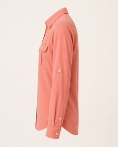 Express Women’s Coral Roll-Tab Button Down Shirt - Sable & Red