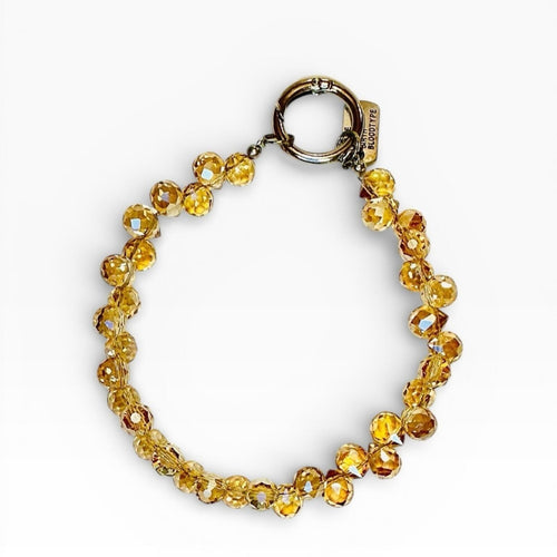Beaded Cell Phone Charm Lanyard Wrist Strap Bracelet Gold