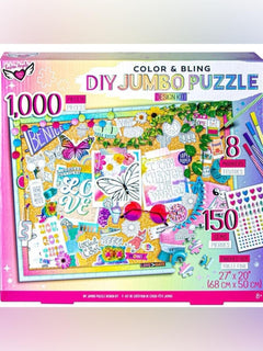 Fashion Angels Color & Bling DIY Jumbo Puzzle Design Kit 1000 Pcs Gems & Markers - Sable & Red