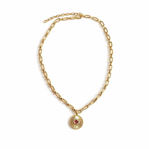 Givenchy Gold Ruby and Diamond Pendant Necklace - Sable & Red