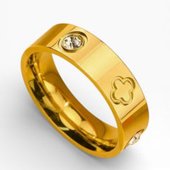 Gold Clover Band Love Ring - Sable & Red