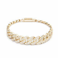 Gold Cuban Link Bracelet with Pave Crystals 14mm • 7.5” - Sable & Red