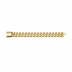 Gold Cuban Link Bracelet with Pave Crystals 14mm • 7.5” - Sable & Red