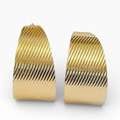 Gold Hoop Earrings with Sleek Lines - Sable & Red