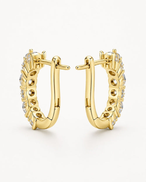Gold Vermeil-Look 5A CZ Huggie Hoop Earrings - Sable & Red