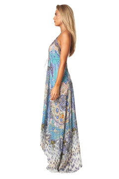 Halter Neck Backless Resort Dress For Women - Sable & Red