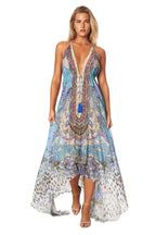 Halter Neck Backless Resort Dress For Women - Sable & Red