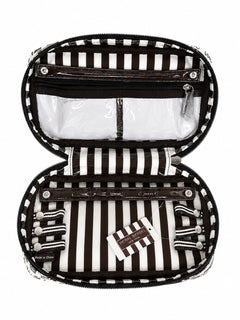 Henri Bendel West 57th Graffiti Print Travel Jewelry Cosmetic Case Zip Pouch - Sable & Red