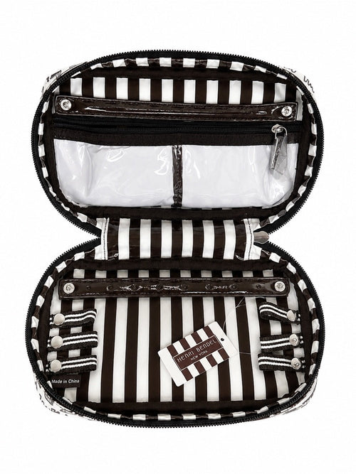 Henri Bendel West 57th Graffiti Print Travel Jewelry Cosmetic Case Zip Pouch - Sable & Red