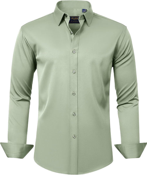 J.VER Men's Dress Shirts Solid Long Sleeve Stretch Wrinkle-Free Formal Shirt Business Casual Button Down Shirts - Sable & Red