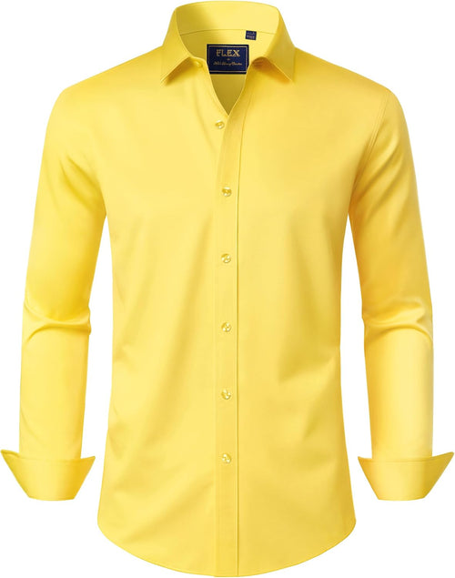 J.VER Men's Dress Shirts Solid Long Sleeve Stretch Wrinkle-Free Formal Shirt Business Casual Button Down Shirts - Sable & Red