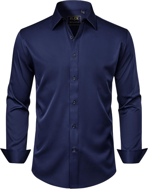 J.VER Men's Dress Shirts Solid Long Sleeve Stretch Wrinkle-Free Formal Shirt Business Casual Button Down Shirts - Sable & Red