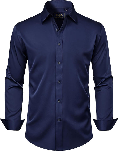 J.VER Men's Dress Shirts Solid Long Sleeve Stretch Wrinkle-Free Formal Shirt Business Casual Button Down Shirts - Sable & Red