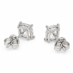 Kenneth Jay Lane Shaped Cubic Zirconia Silver-Tone Stud Earrings - Sable & Red