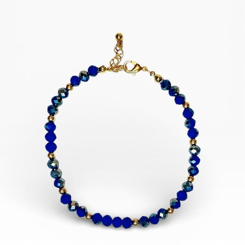 Lapis Lazuli Anklet with Gold Accents - Sable & Red