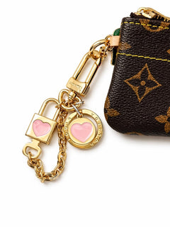 LOUIS VUITTON Heart Bag Charm Keyring Gold Light Pink - Sable & Red