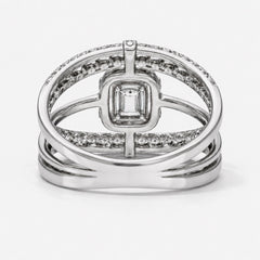 Luxury Emerald-Cut CZ Pavé Statement Ring - Sable & Red