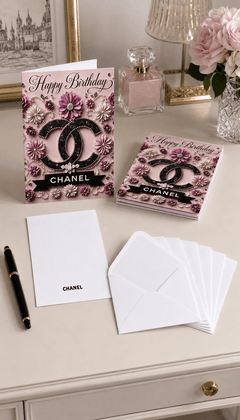 Luxury Pink Birthday Card Set of 6 with Envelopes - Sable & Red
