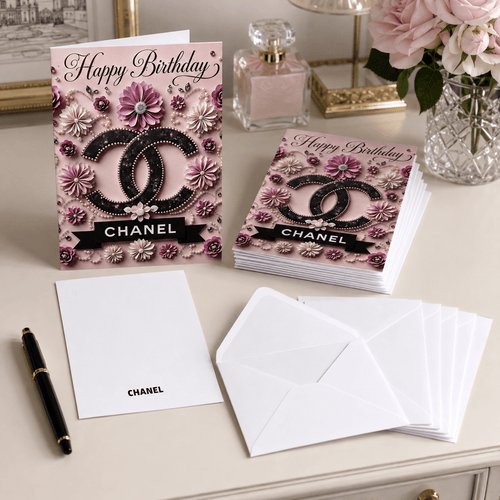 Luxury Pink Birthday Card Set of 6 with Envelopes - Sable & Red