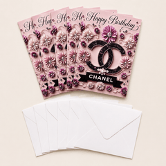 Luxury Pink Birthday Card Set of 6 with Envelopes - Sable & Red