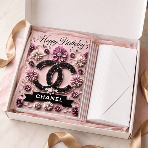 Luxury Pink Birthday Card Set of 6 with Envelopes - Sable & Red