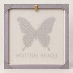 LV Monogram Butterfly Canvas Wall Art 18x18 Luxury Decor - Sable & Red