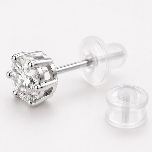 Moissanite Stud Earrings 18k White Gold Brilliant Round Cut Gift Set Bundle 2ct - Sable & Red
