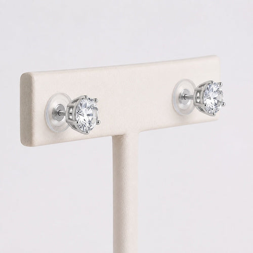 Moissanite Stud Earrings 18k White Gold Brilliant Round Cut Gift Set Bundle 2ct - Sable & Red