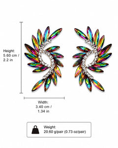 Multicolor Crystal Wing Statement Stud Earrings - Sable & Red