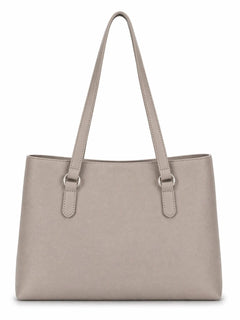 MultiSac Taupe Tri-Compartment Tote Shoulder Handbag NWOT - Sable & Red